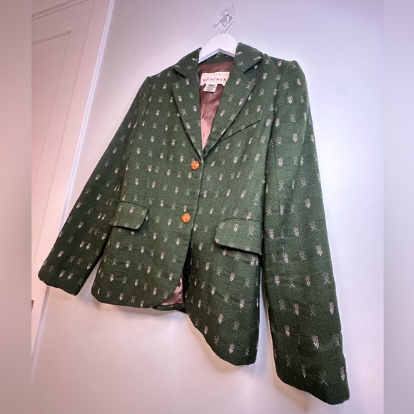 Anthropologie Madchen Wool Blend Forest Green Blazer Jacket Size Small - Picture 11 of 17